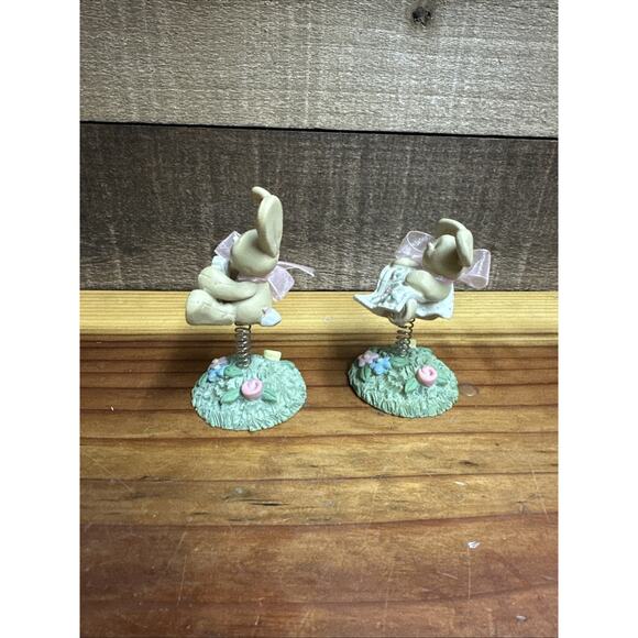 Set Of 2 Bunnies On Springs 4” Tall - Picture 6 of 7